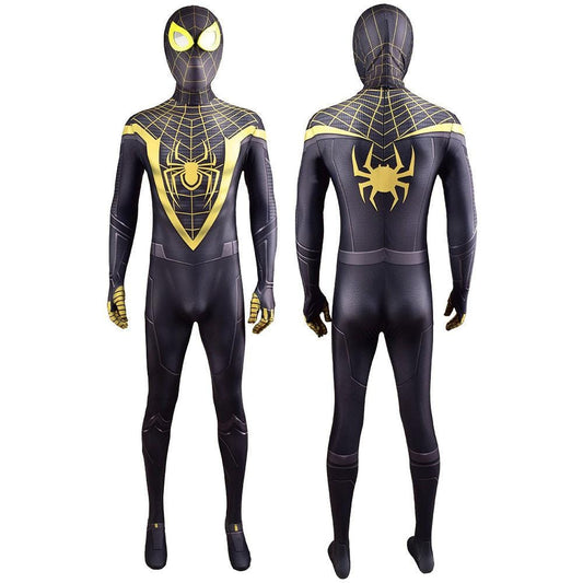 PS5 Miles Morales Spider-man Golden Jumpsuits Costume Adult Bodysuit