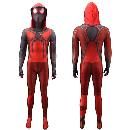 PS5 Miles Morales Spider-man Crimson Hooded Jumpsuits Adult Bodysuit