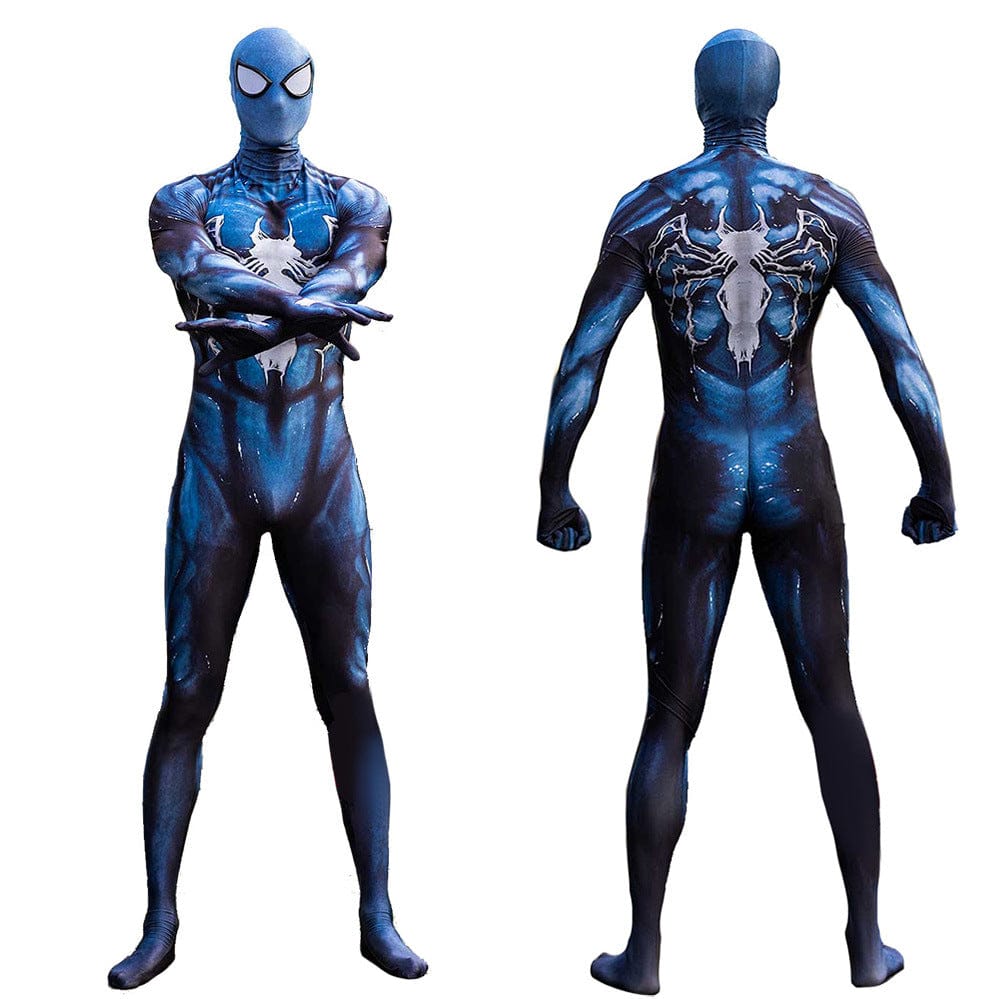 Symbiote Venom Spider man Blue Jumpsuits Costume Adult Bodysuit