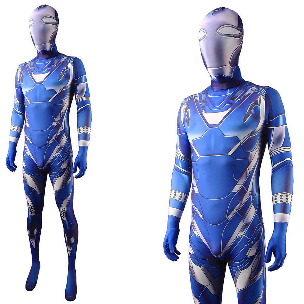 Pepper Potts Rescue Suit Blue Iron Man Jumpsuits Costume Adult Bodysuit