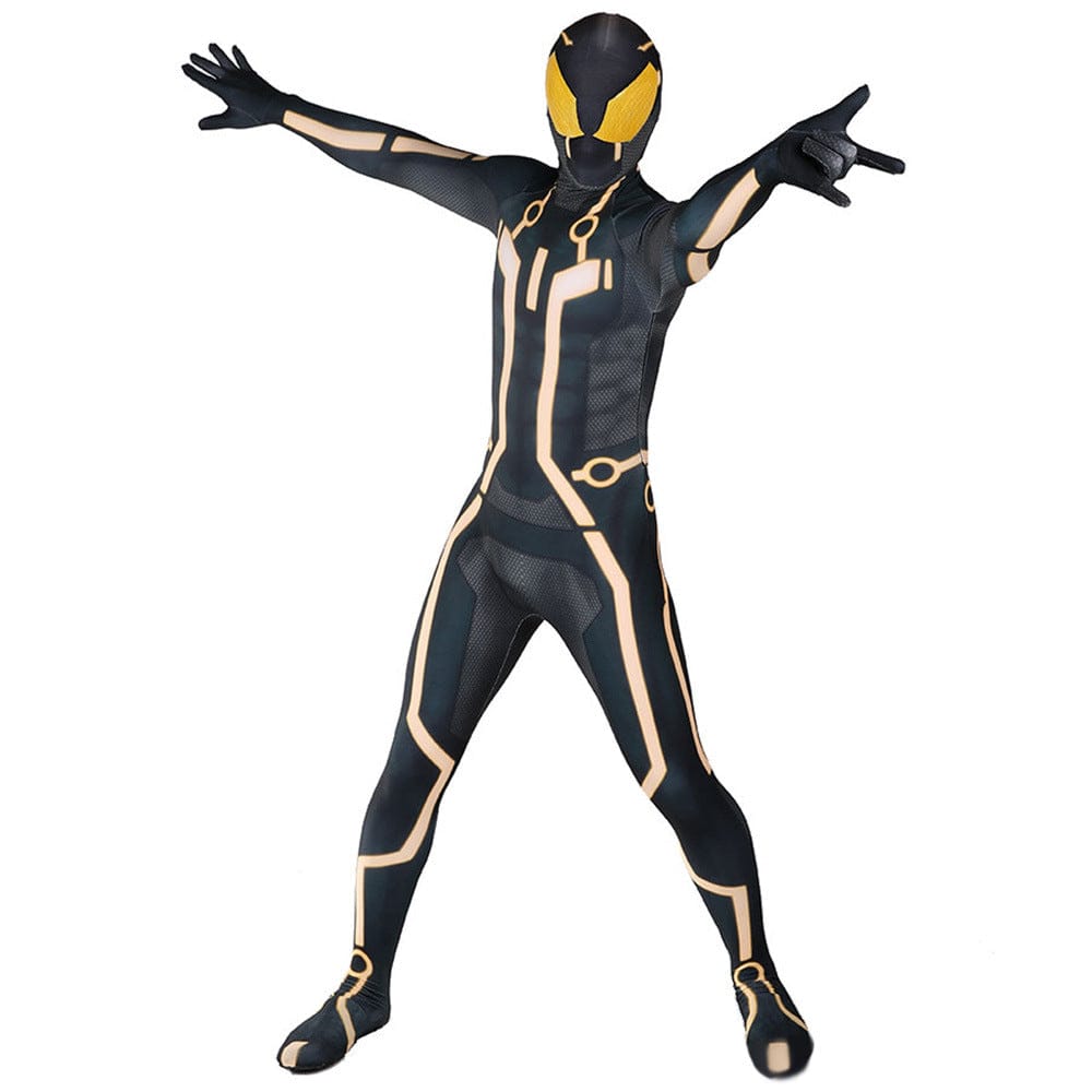 Tron Legacy Spider Man Yellow Jumpsuits Costume Adult Bodysuit