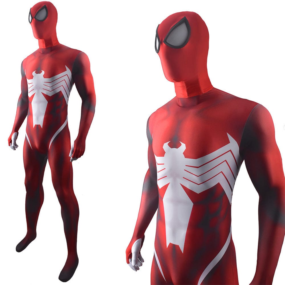 Venom Spider Man Symbiote Red Jumpsuits Costume Adult Bodysuit