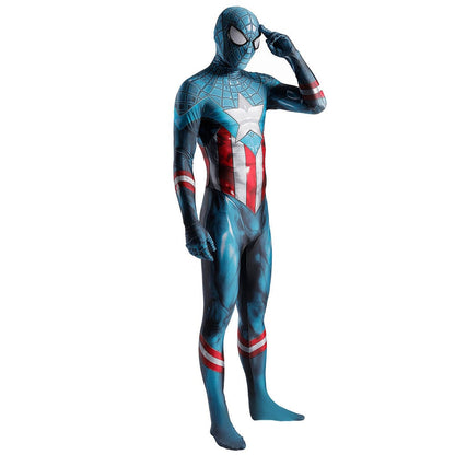 Miles Morales Captain America Spider Man Jumpsuits Adult Costume