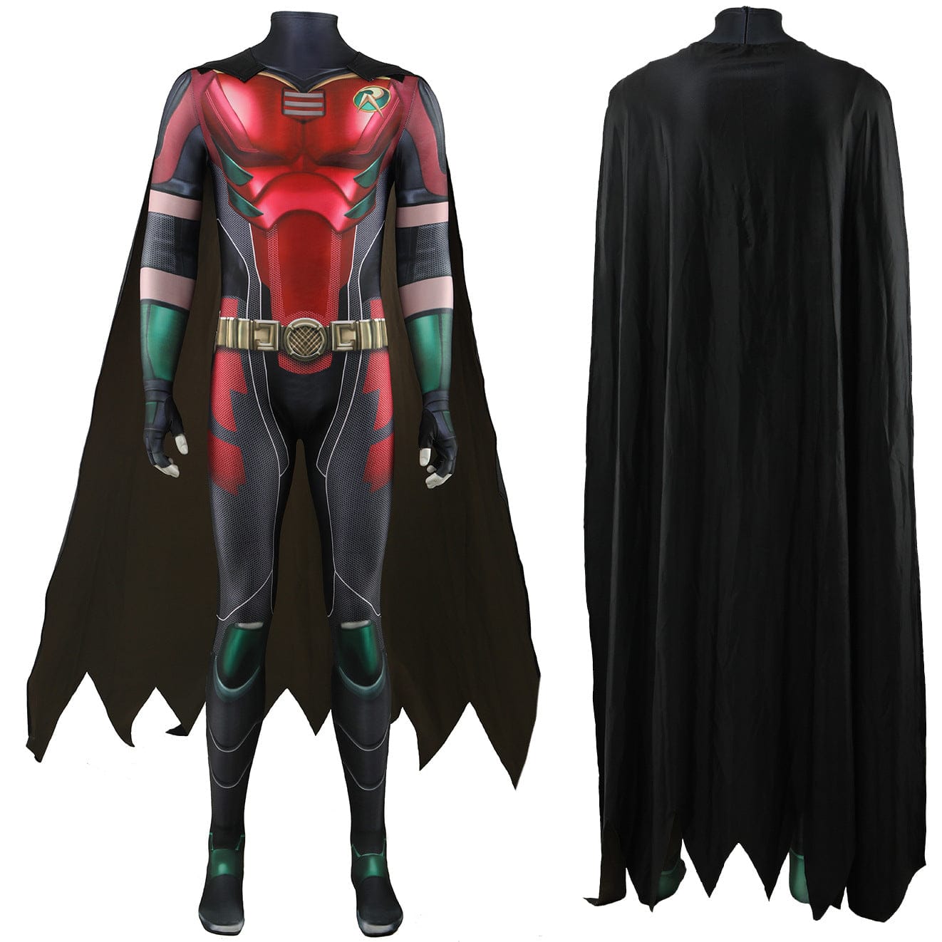 Robin Nightwing Jumpsuits with Cloak Costume Adult Halloween Bodysuit