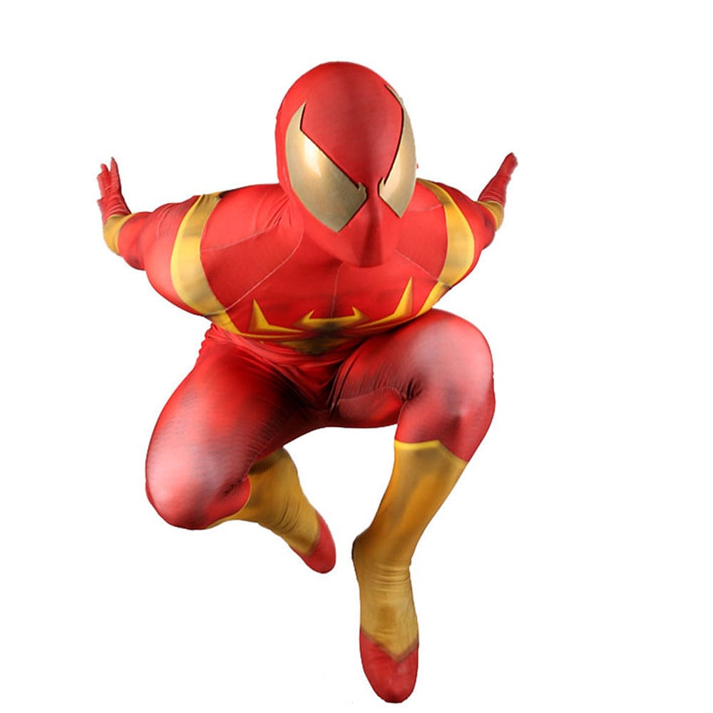 Iron Spider man Red Jumpsuits Cosplay Costume Adult Halloween Bodysuit