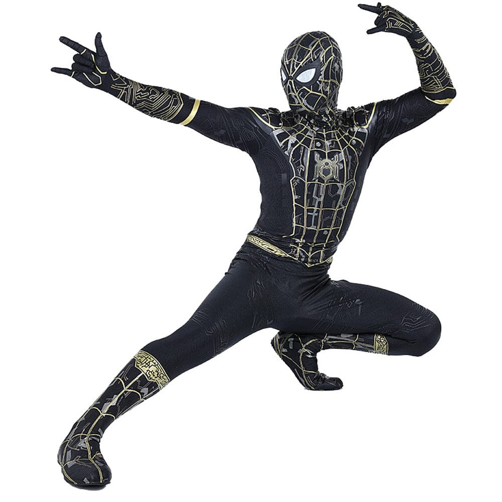 Upgraded Spider man No Way Home Black Gold Jumpsuits Adult Bodysuit