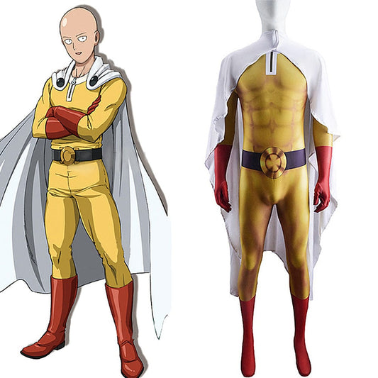 One Punch Man Saitama Jumpsuits Cosplay Costume Adult Bodysuit