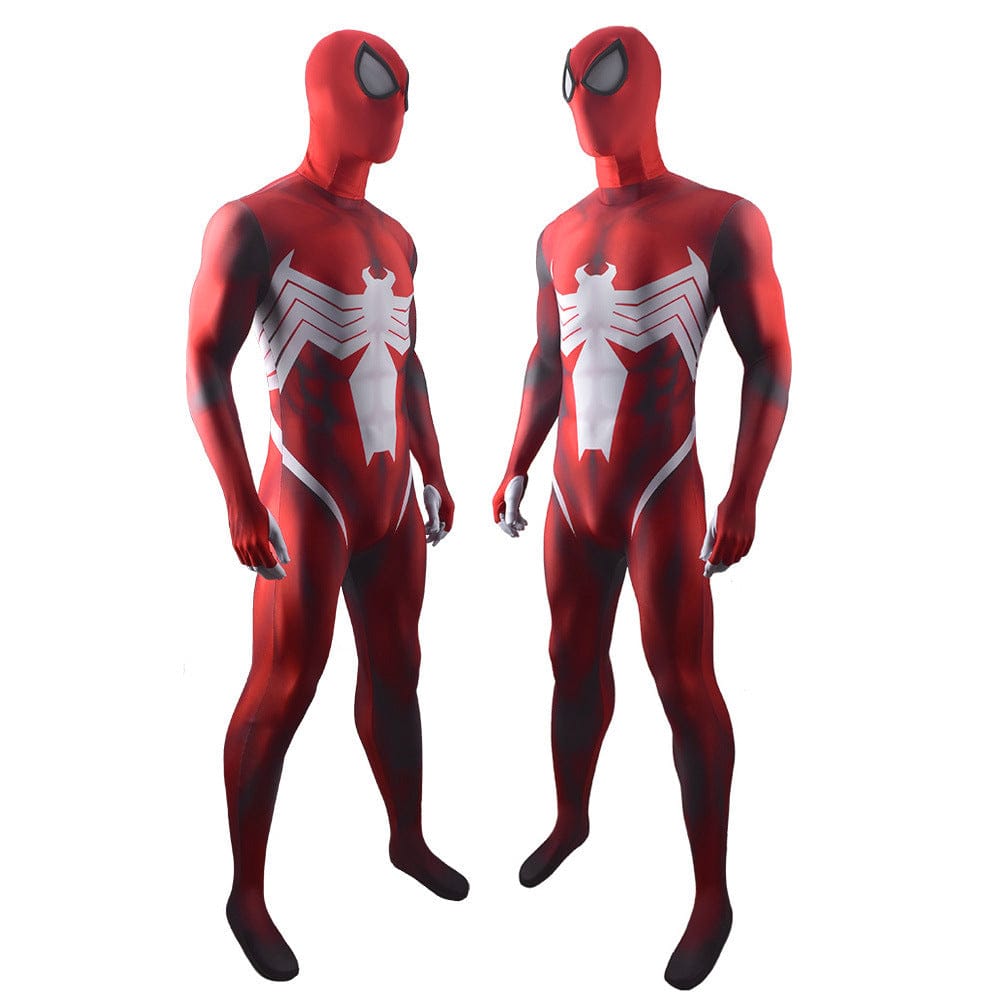 Venom Spider Man Symbiote Red Jumpsuits Costume Adult Bodysuit