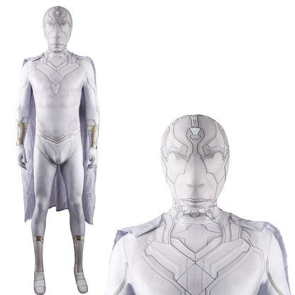 WandaVision White Vision Jumpsuits Cosplay Costume Adult Bodysuit