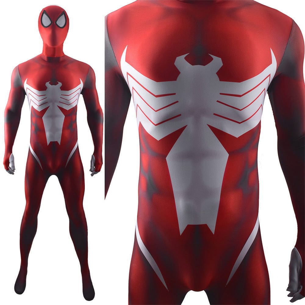 Venom Spider Man Symbiote Red Jumpsuits Costume Adult Bodysuit