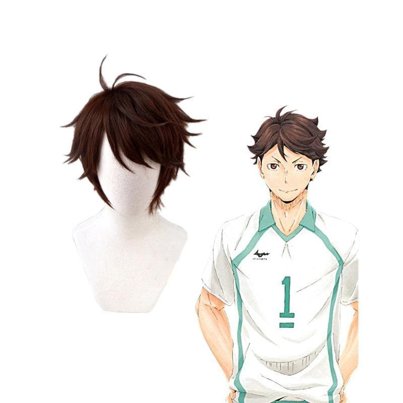 anime haikyuu aobajohsai high oikawa tooru short brown cosplay wigs