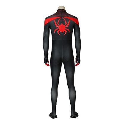 Movie Spider-Man: Into the Spider-Verse Miles Morales Spiderman Elastic Force Jumpsuit Cosplay Costume with Free Headgear