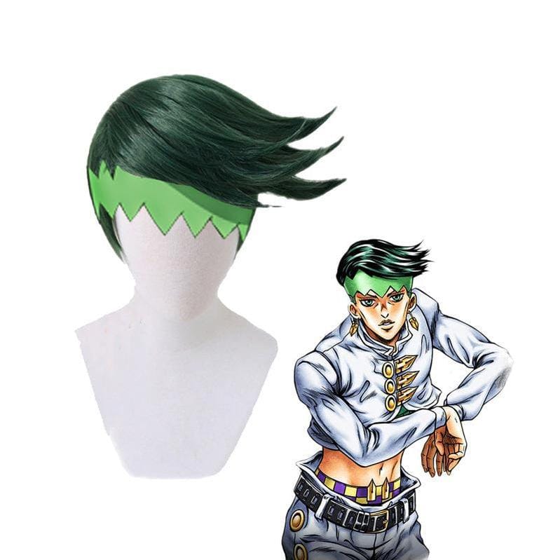 anime jojos bizarre adventure diamond is unbreakable rohan kishibe short green cosplay wigs