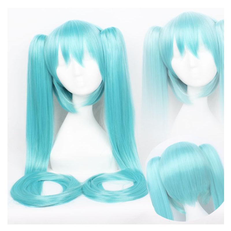 anime vocaloid hatsune miku long straight double ponytail multicolor bangs cosplay wigs