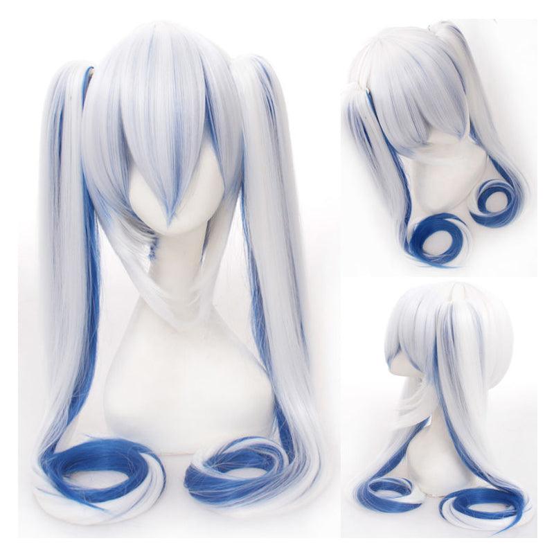 anime vocaloid hatsune miku long straight double ponytail multicolor bangs cosplay wigs