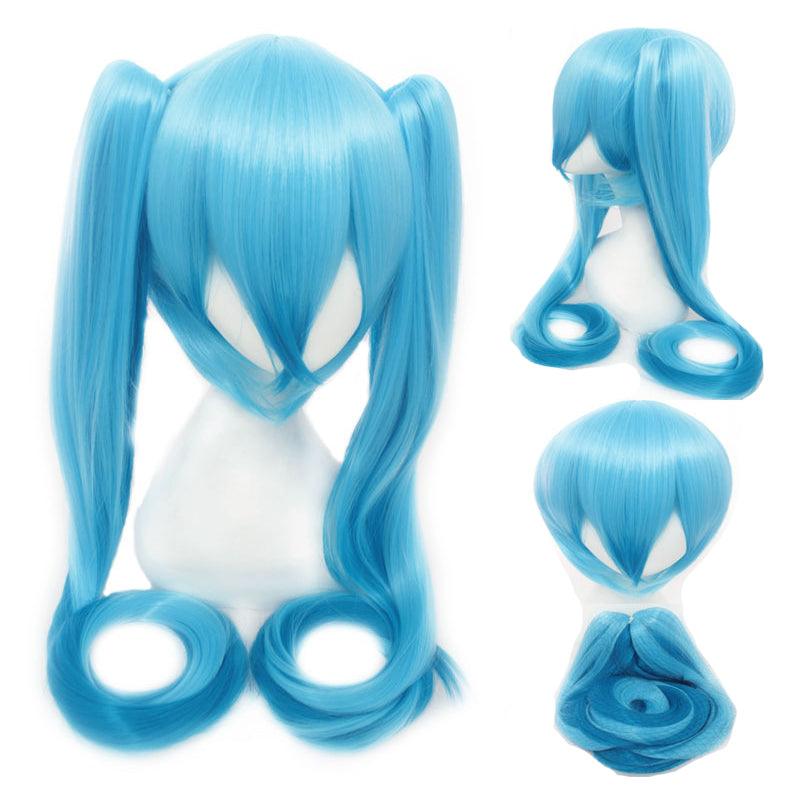 anime vocaloid hatsune miku long straight double ponytail multicolor bangs cosplay wigs
