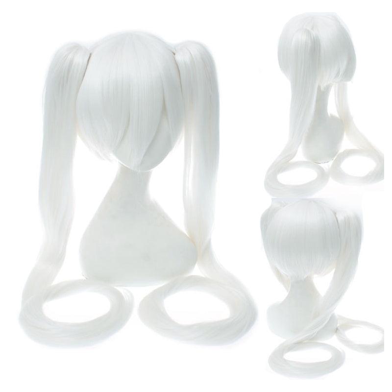 anime vocaloid hatsune miku long straight double ponytail multicolor bangs cosplay wigs