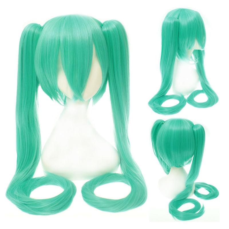 anime vocaloid hatsune miku long straight double ponytail multicolor bangs cosplay wigs