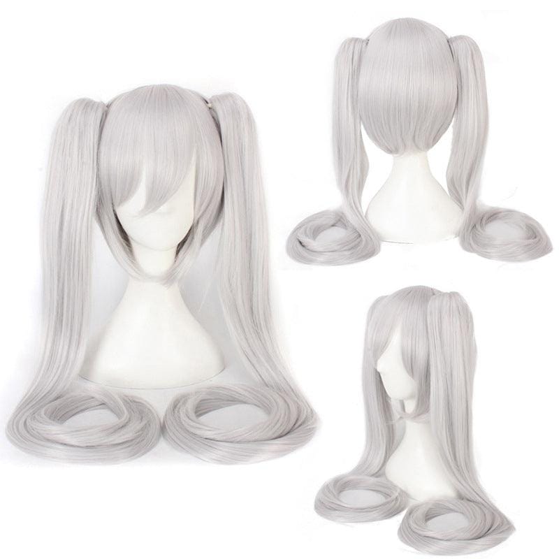 anime vocaloid hatsune miku long straight double ponytail multicolor bangs cosplay wigs