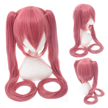 anime vocaloid hatsune miku long straight double ponytail multicolor bangs cosplay wigs