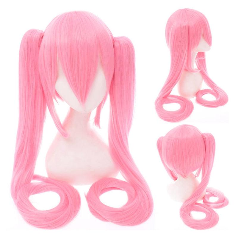 anime vocaloid hatsune miku long straight double ponytail multicolor bangs cosplay wigs