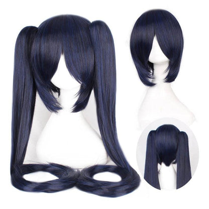 anime vocaloid hatsune miku long straight double ponytail multicolor bangs cosplay wigs