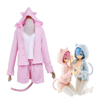 anime re zero starting life in another world rem and ram pajamas cosplay costume